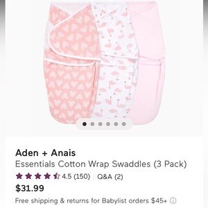 Only one of them worn once! 3 pack- great condition swaddles!